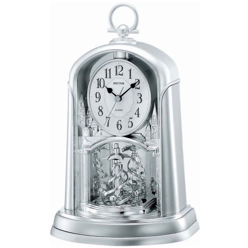 Rhythm (Japan) Silver Oval Contemporary Motion Clock